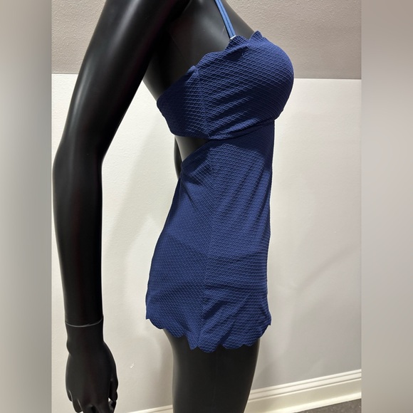 Jessica Simpson navy one pieces swimsuit skirted retro look S Small - Picture 2 of 7
